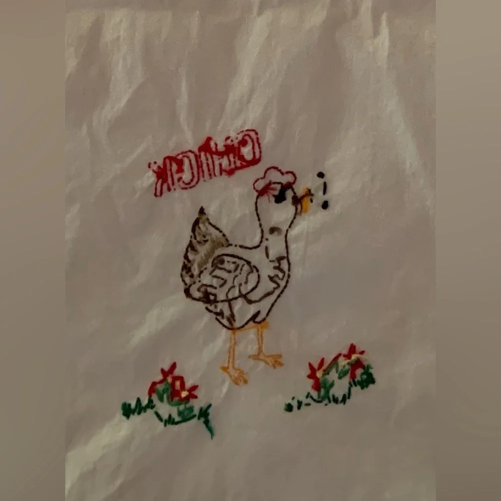 Vintage Hand Embroidered Chicken Design Flour Sack Kitchen Towels Set Of 5